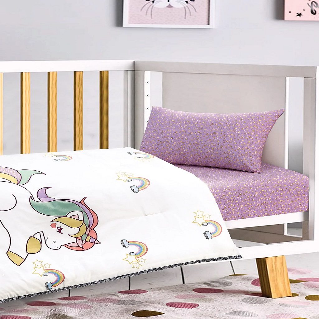 Unicorn Baby Cot Set Pink ( Filled )