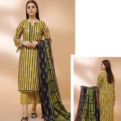 Edenrobe Allure 3 Pcs Unstitched Printed Khaddar Suit Pistachio Green