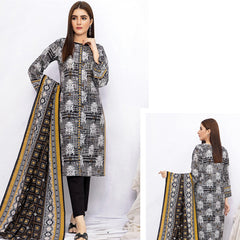 Edenrobe Allure 3 Pcs Unstitched Printed Khaddar Suit Black