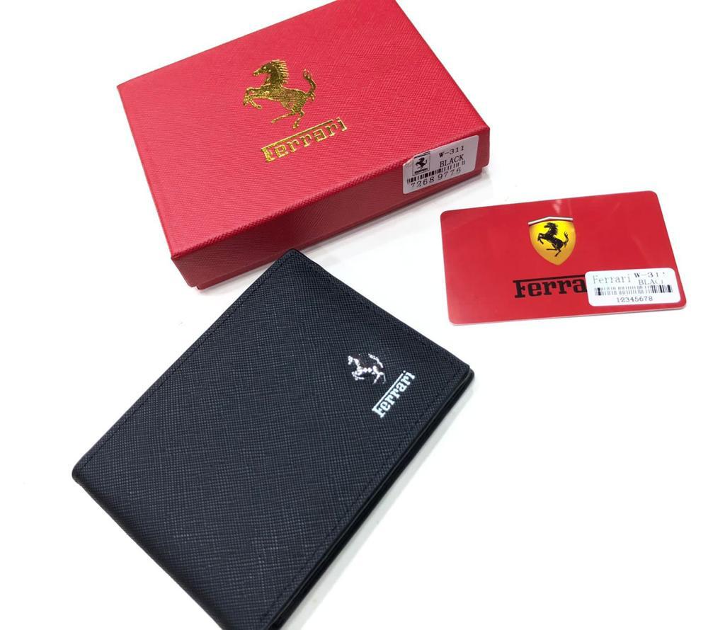 Designer Ferrari Leather Bifold Wallet Black