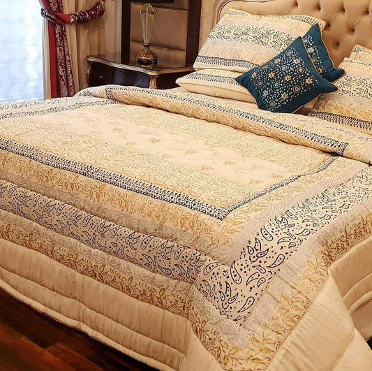 Carina Gold 8 Pcs Bedding Set with Filled Comforter 1028