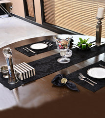 1 Pcs Quilted Table Runner Lattice Black