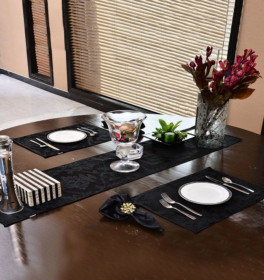 1 Pcs Quilted Table Runner Lattice Black