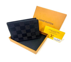 Designer LV Leather Bifold Men Wallet Black