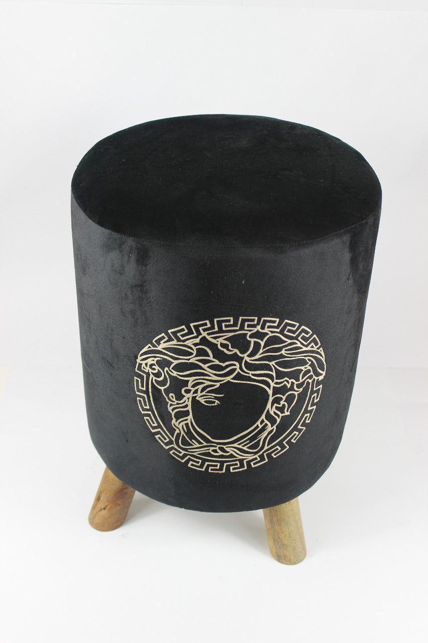 Versace Round Ottoman Stool Black