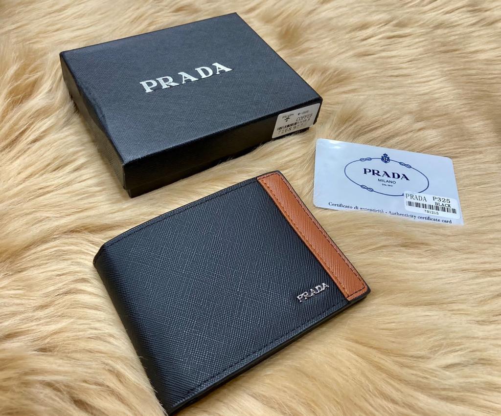 Designer PRADA Leather Wallet Black