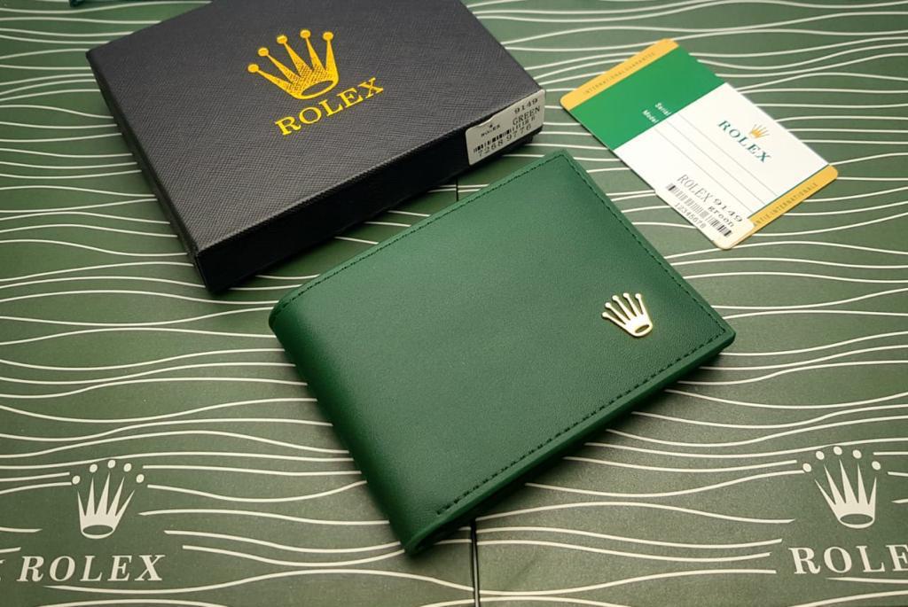 Rolex Leather Billfold Wallet Green