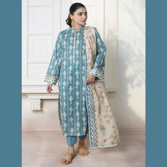 Sapphire Spring 3 Pcs Unstitched Printed Linen Suit Turquoise