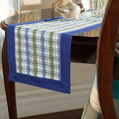 7 Pcs Quilted Table Runner Set Bistro Blue