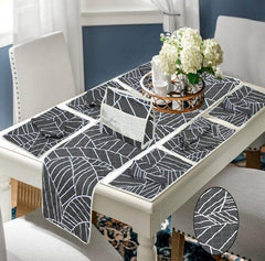 14 Pcs Quilted Table Runner Set Black