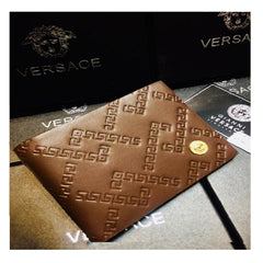 Designer Versace Leather Bifold Men Wallet Brown